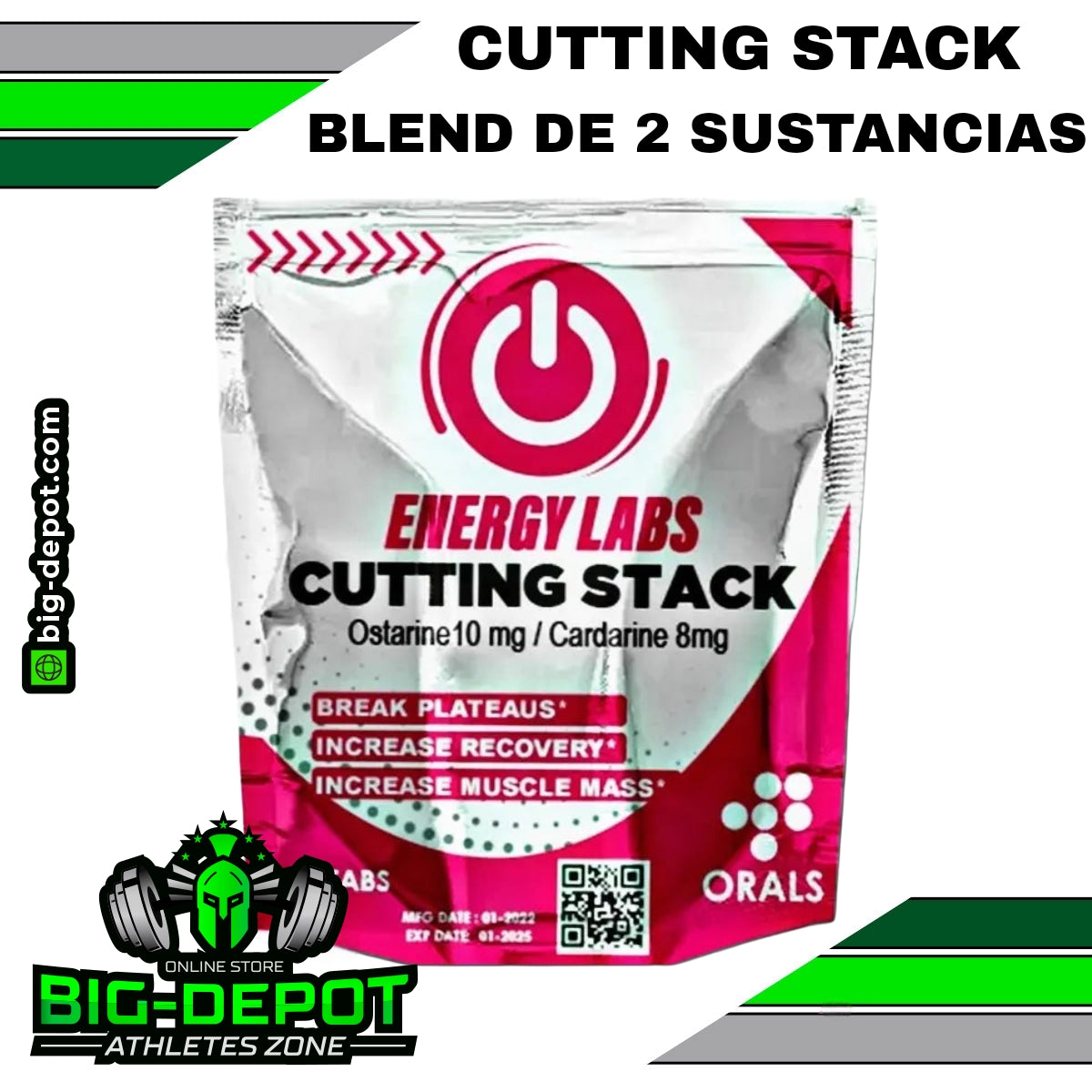 Cutting stack 18 mg (Ostarine 10 mg + Cardarine 8 mg) 60 tabletas | Energy Labs