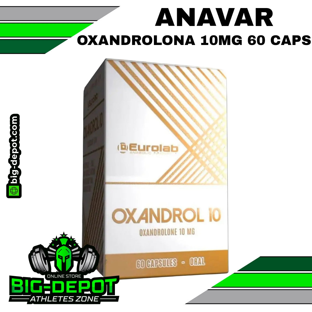 Oxandrol 10 Anavar Oxandrolona 10 mg Eurolab 60 cápsulas Big Depot original
