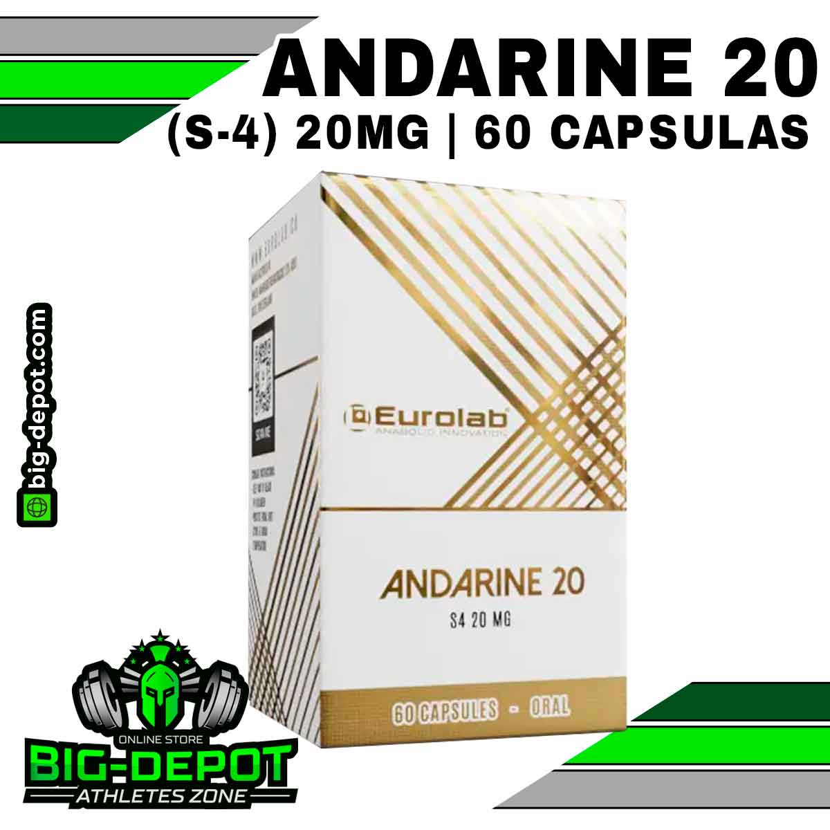 Andarine 20 mg S-4 Sarms Eurolab 60 cápsulas Big Depot original