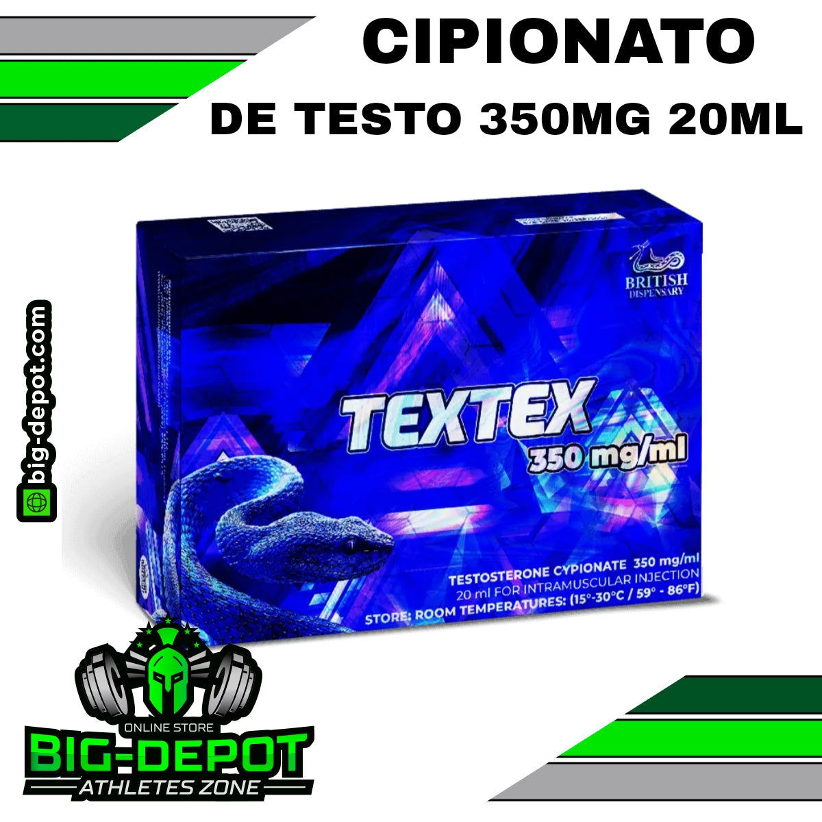 Textex 350mg Cipionato de Testosterona British Dispensary 20ml Big Depot original
