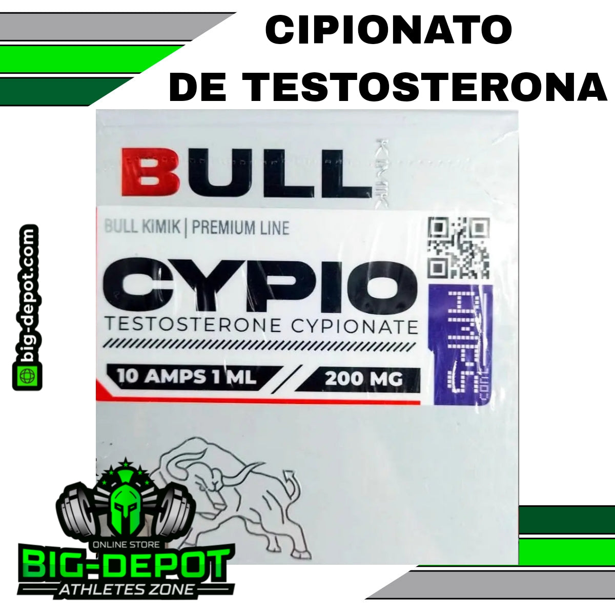 Cipionato de testosterona 200mg Bull Kimik 10 ampolletas Big Depot original
