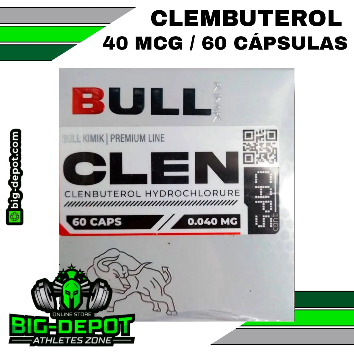 Clembuterol 0.04mg Bull Kimik 60 cápsulas Big Depot original