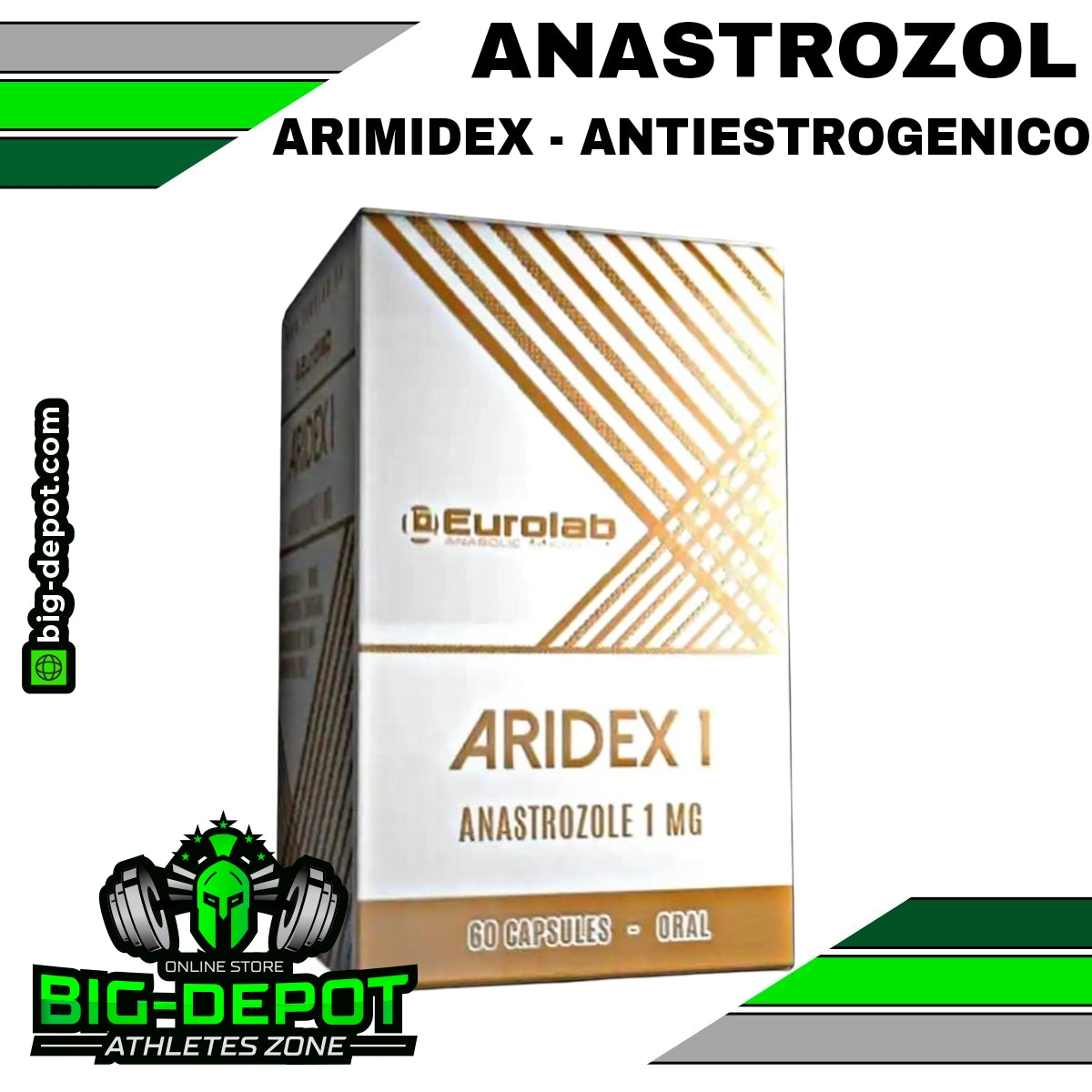 Aridex Anastrozol 1 mg Eurolab 60 cápsulas Big Depot original
