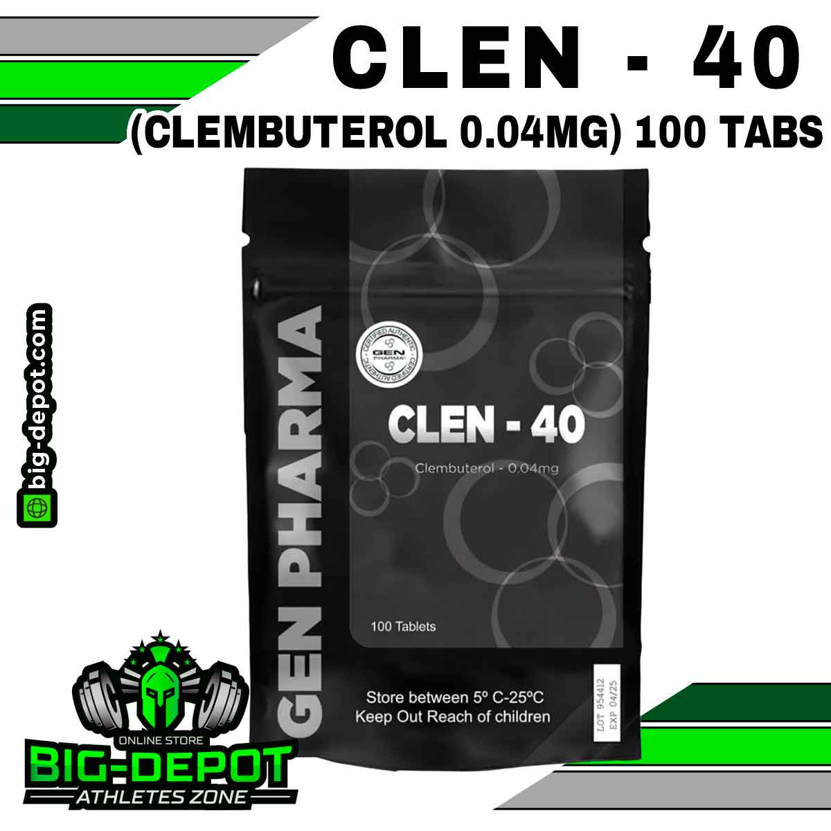 Clen-40 0.04 mg Clembuterol Gen Pharma 100 tabletas Big Depot original
