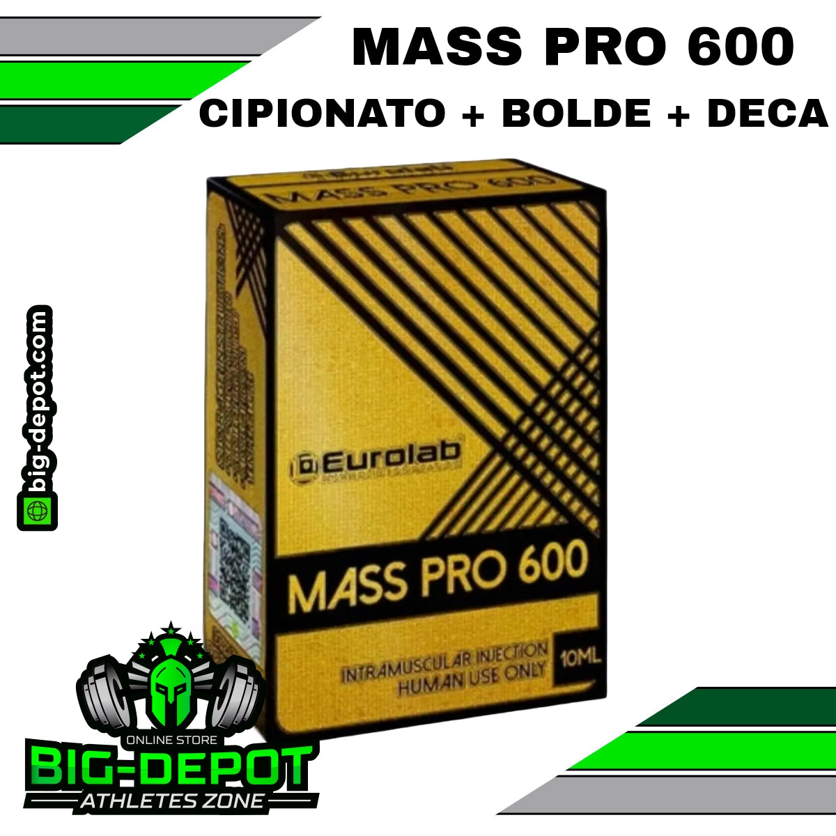 Mass Pro 600 200 mg/ml Cipionato de Testosterona Boldenona Nandrolona Eurolab 10 ml Big Depot original
