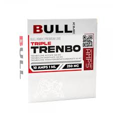 TRI TREMBOLONA (TRITREMBO) 250 mg - Trembolona acetato 100mg + Trembolona Enantato 100mg + Trembolona Hexahidrobenzicarbonato 250mg 10 Ampolletas de 1ml - BULL KIMIK