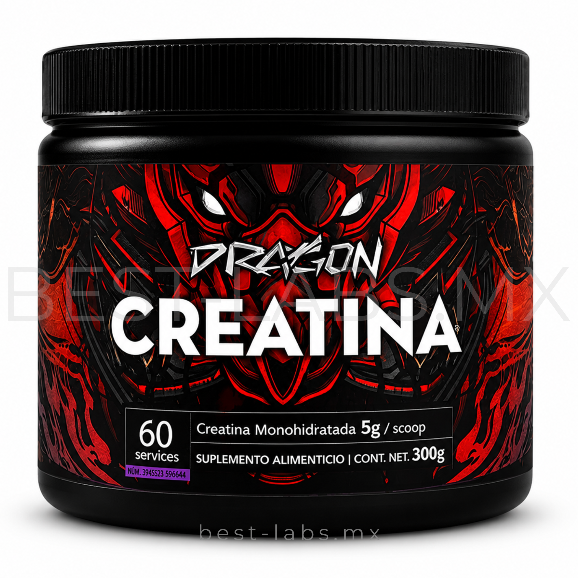 Creatina Monohidratada 300 g 60 servicios (5 g por scoop) – Dragon Pharma