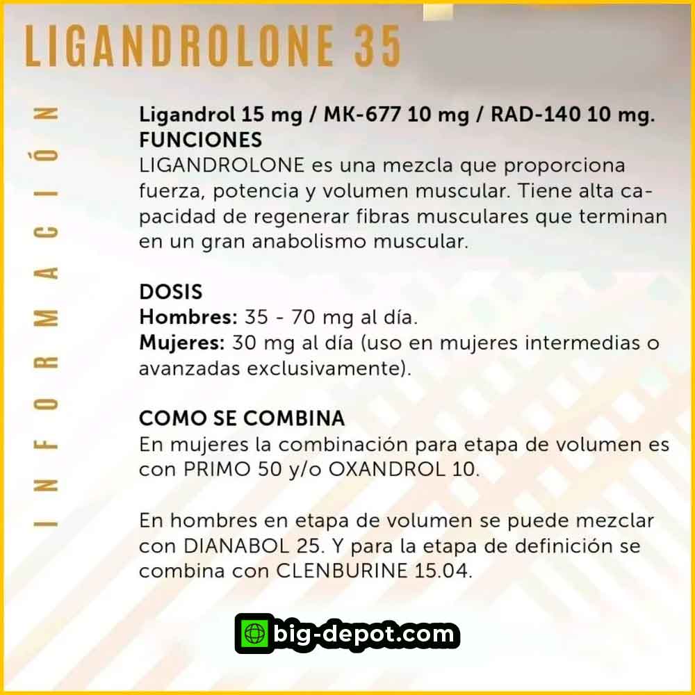 Ligandrolone 35 mg (Ligandrol 15 mg + Ibutamorén 10 mg + Testolodrone 10 mg) 60 cápsulas | Sarms Eurolab