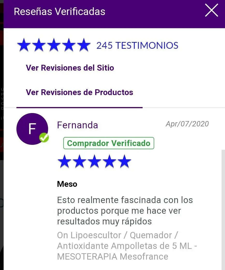 Lipoescultor / Quemador / Antioxidante Ampolletas de 5 ML - MESOTERAPIA Mesofrance -