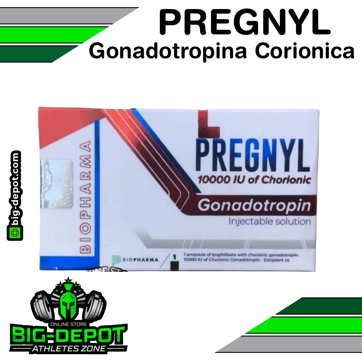 Pregnyl 10000 ui hcg gonadotropina corionica humana Biopharma original
