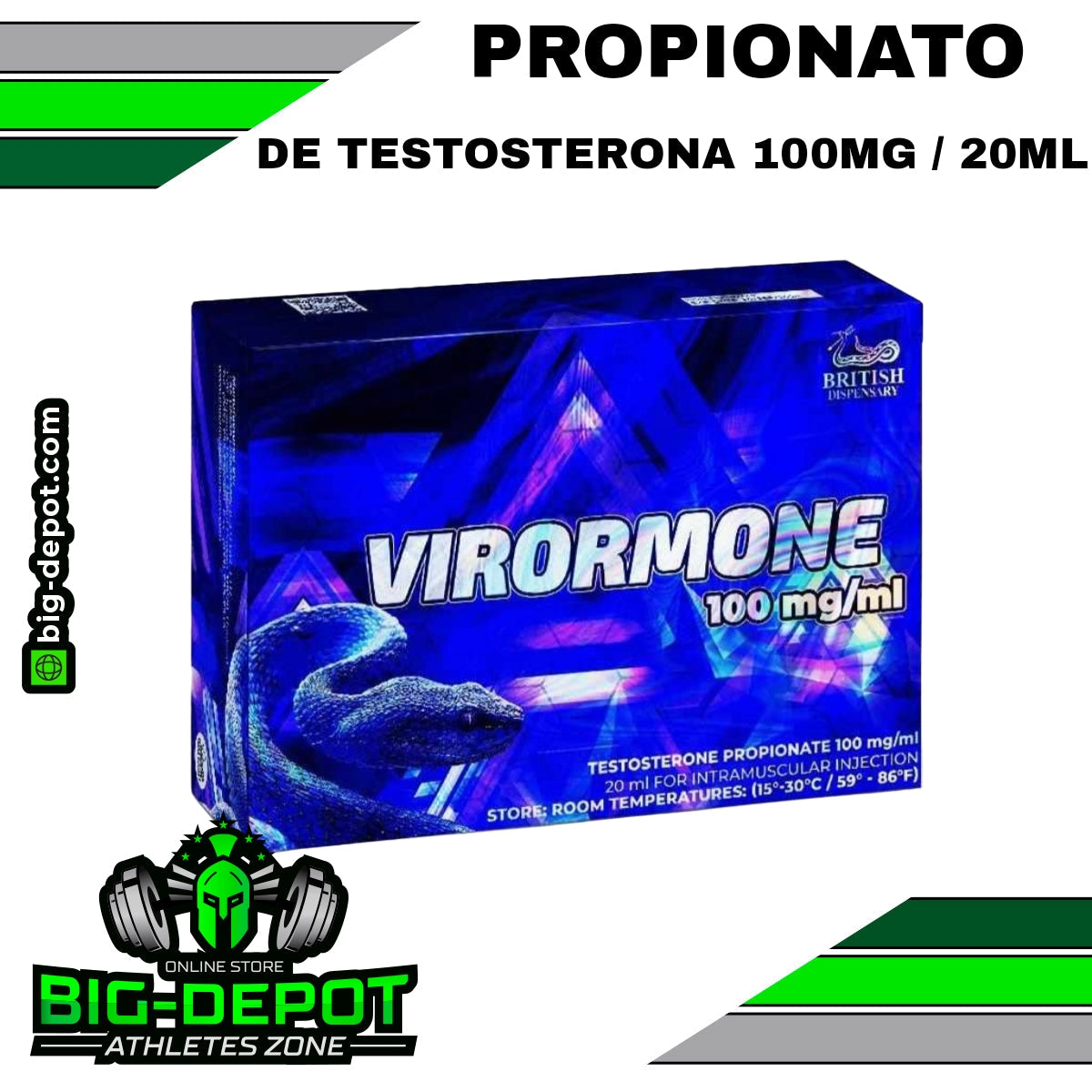 Virormone 100mg Propionato de Testosterona British Dispensary 20ml Big Depot original
