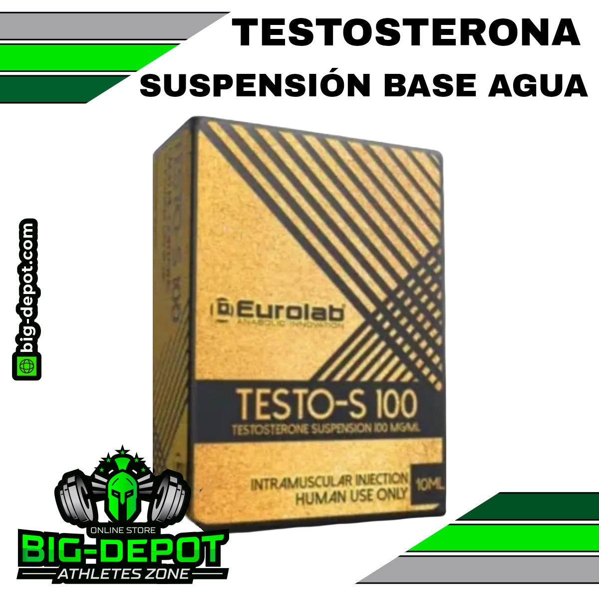 Testo-S 100 Testosterona Base Suspensión Acuosa 100 mg/ml Eurolab 10 ml Big Depot original
