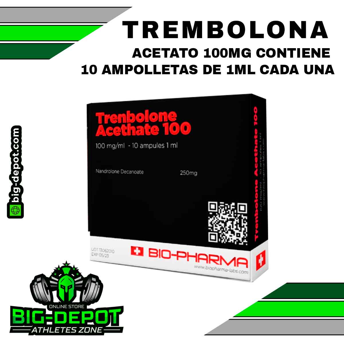 Trembolona Acetato 100 mg/ml BioPharma 10 ampolletas Big Depot original