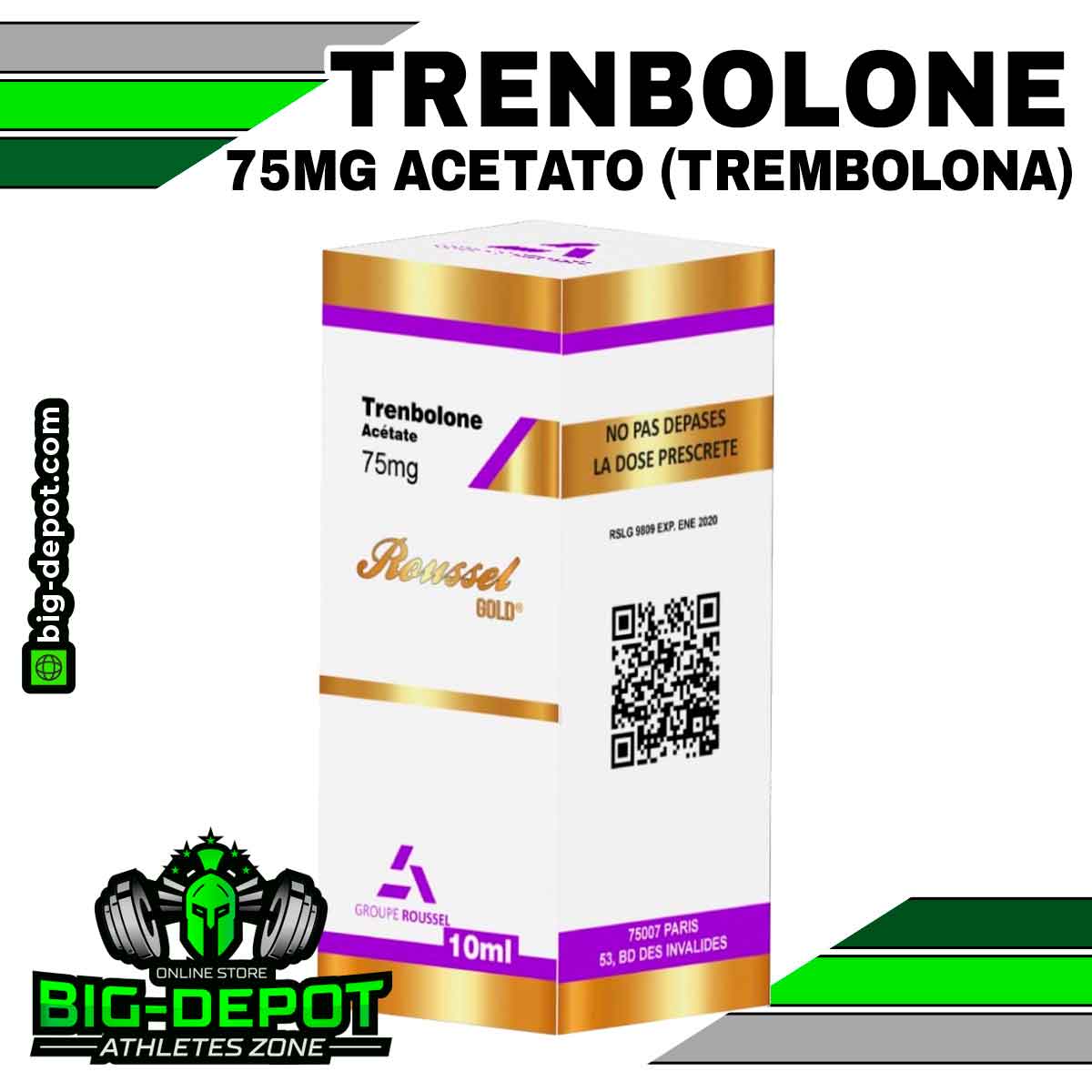 Trenbolone 75 mg acetato trembolona Roussel Uclar 10 ml Big Depot original
