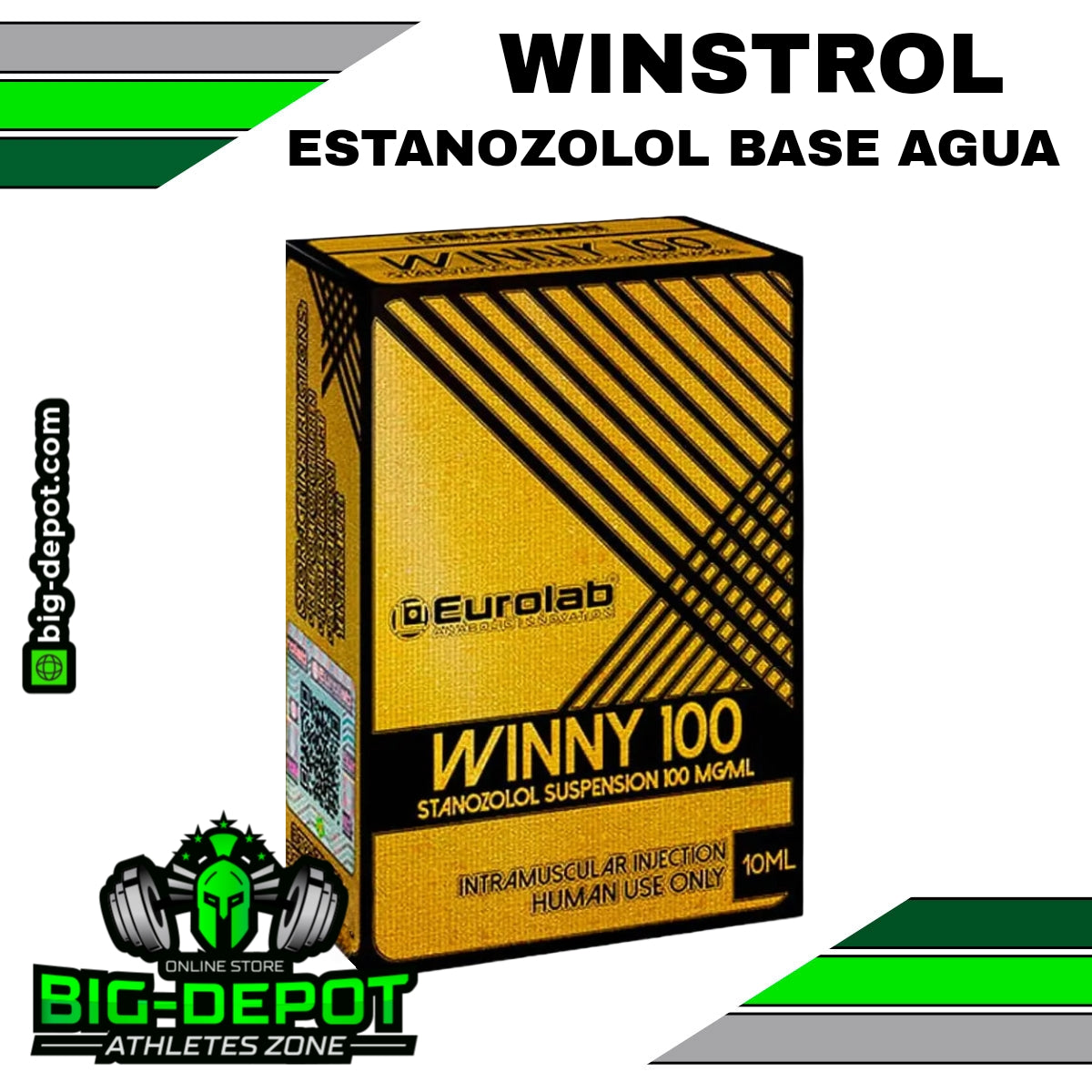 Winny 100 Winstrol Stanozolol Base Suspensión Acuosa 100 mg/ml Eurolab 10 ml Big Depot original
