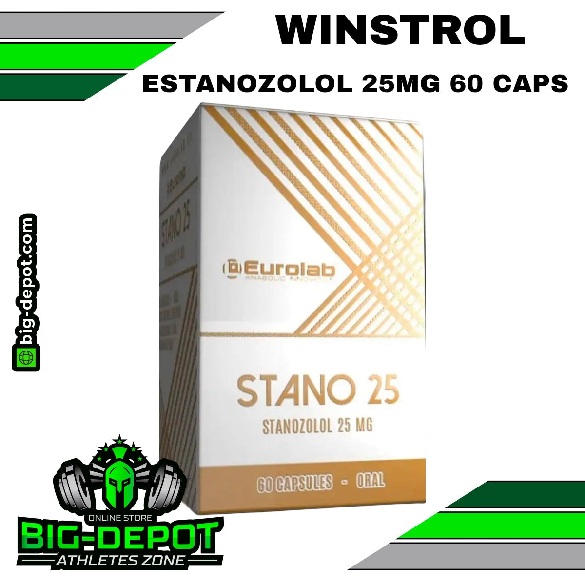 Winstrol 25 Stanozolol 25 mg Eurolab 60 cápsulas Big Depot original
